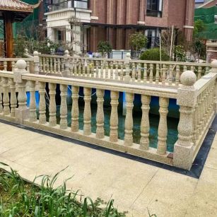 张掖黄金麻花岗岩石材栏杆，扶手，将军柱，花瓶柱