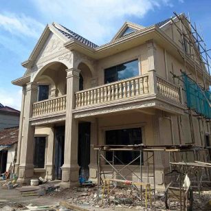 张掖 黄金麻花岗岩石材私人别墅雕花门楼柱阳台栏杆