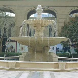 张掖 黄金麻花岗岩异型加工——户外庭院石雕流水喷泉