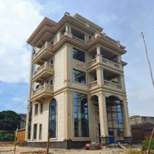 张掖 黄金麻花岗岩石材别墅外墙干挂搭配（雕花栏杆花瓶柱门楼罗马柱）