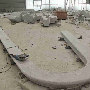 张掖 芝麻白花岗岩弧形花坛石，坐凳石