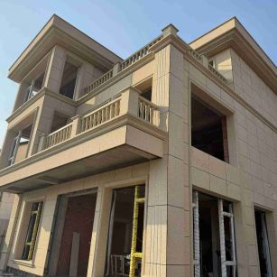 张掖 黄金麻花岗岩石材荔枝面外墙干挂效果展示