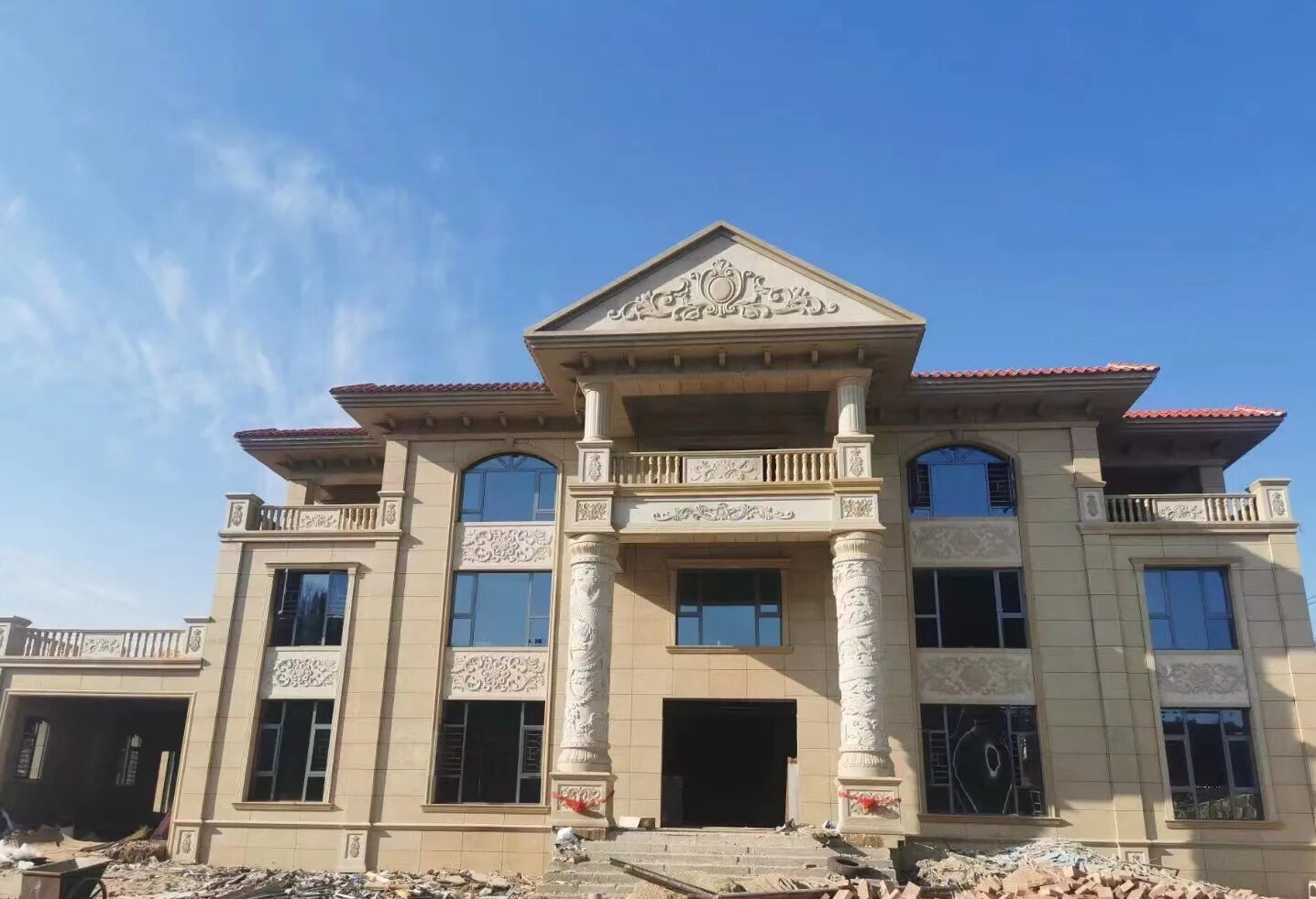 张掖 黄金麻花岗岩别墅外墙干挂