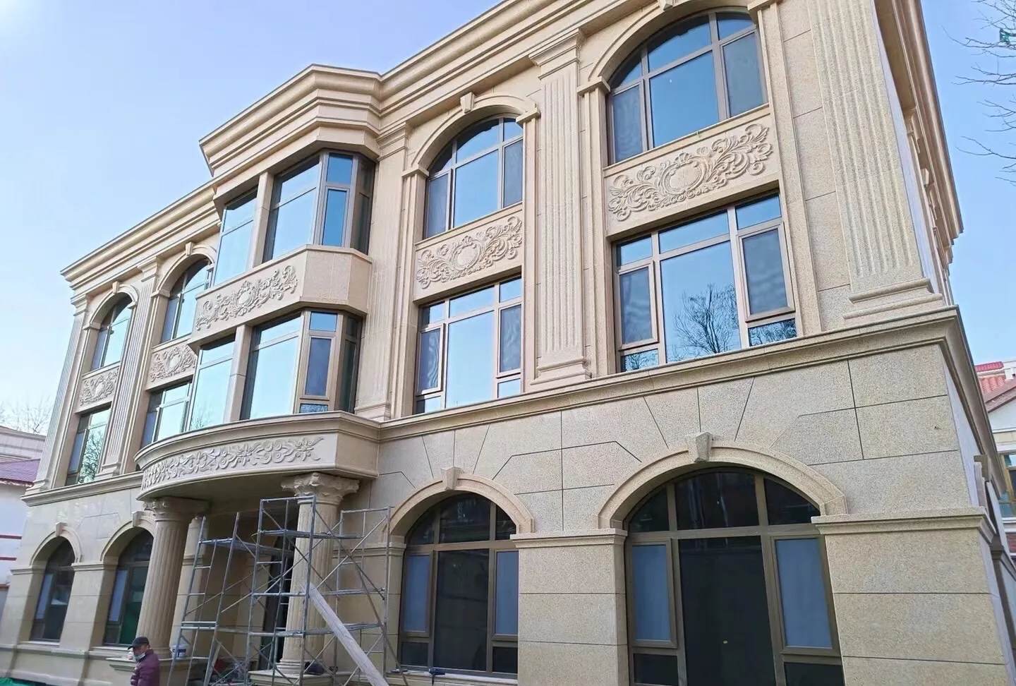 张掖 黄金麻花岗岩别墅外墙干挂